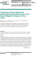 Cover page: Treatment of Focal Segmental Glomerulosclerosis Recurrence in the Renal Allograft: A Report of Two Cases