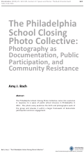 Cover page: The Philadelphia School Closing Photo Collective:  Photography as Documentation,  Public Participation, and Community Resistance