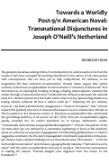Cover page: Towards a Worldly Post-9/11 American Novel: Transnational Disjunctures in Joseph O’Neill’s <em>Netherland</em>