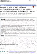 Cover page: Both inflammatory and regulatory cytokine responses to malaria are blunted with increasing age in highly exposed children