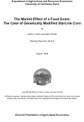 Cover page: The Market Effect of a Food Scare:  The Case of Genetically Modified StarLink Corn