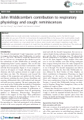 Cover page: John Widdicombe¿s contribution to respiratory physiology and cough: reminiscences