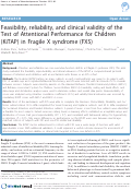 Cover page: Feasibility, reliability, and clinical validity of the Test of Attentional
Performance for Children (KiTAP) in Fragile X syndrome (FXS)