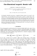 Cover page: One-dimensional magnetic domain walls