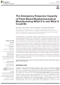 Cover page: The Emergency Response Capacity of Plant-Based Biopharmaceutical Manufacturing-What It Is and What It Could Be