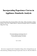 Cover page: Incorporating Experience Curves in Appliance Standards Analysis