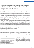 Cover page: Use of Clinical and Neuroimaging Characteristics to Distinguish Temporal Lobe Herpes Simplex Encephalitis From Its Mimics
