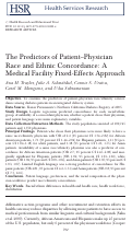 Cover page: The Predictors of Patient–Physician Race and Ethnic Concordance: A Medical Facility Fixed‐Effects Approach