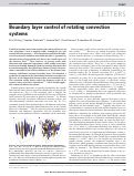 Cover page: Boundary layer control of rotating convection systems
