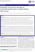 Cover page: Evaluation of universal coverage of insecticide-treated nets in western Kenya: field surveys