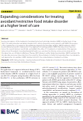 Cover page: Expanding considerations for treating avoidant/restrictive food intake disorder at a higher level of care.