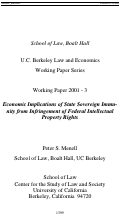 Cover page: Economic Implications of State Sovereign Immunity from Infringement of Federal Intellectual
Property Rights
