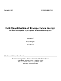 Cover page: Folk Quantification of Transportation Energy: An initial investigation of perceptions of automobile energy use