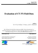 Cover page: Evaluation of CT 371 Field Data