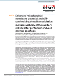 Cover page: Enhanced mitochondrial membrane potential and ATP synthesis by photobiomodulation increases viability of the auditory cell line after gentamicin-induced intrinsic apoptosis.