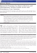 Cover page: Research Priorities for Data Collection and Management Within Global Acute and Emergency Care Systems