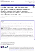 Cover page: A global cautionary tale: discrimination and violence against trans women worsen despite investments in public resources and improvements in health insurance access and utilization of health care