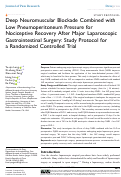 Cover page: Deep Neuromuscular Blockade Combined with Low Pneumoperitoneum Pressure for Nociceptive Recovery After Major Laparoscopic Gastrointestinal Surgery: Study Protocol for a Randomized Controlled Trial