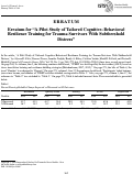 Cover page: Erratum for “A Pilot Study of Tailored Cognitive–Behavioral Resilience Training for Trauma Survivors With Subthreshold Distress”