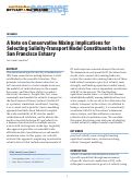 Cover page: A Note on Conservative Mixing: Implications for Selecting Salinity-Transport Model Constituents in the San Francisco Estuary