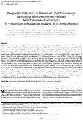 Cover page: Prognostic Indicators of Persistent Post-Concussive Symptoms after Deployment-Related Mild Traumatic Brain Injury: A Prospective Longitudinal Study in U.S. Army Soldiers.