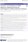 Cover page: Prevalence and distribution of G6PD deficiency: implication for the use of primaquine in malaria treatment in Ethiopia