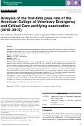 Cover page: Analysis of the first‐time pass rate of the American College of Veterinary Emergency and Critical Care certifying examination (2010–2015)