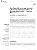 Cover page: The Role of Trauma and Stressful Life Events among Individuals at Clinical High Risk for Psychosis: A Review