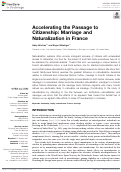 Cover page: Accelerating the Passage to Citizenship: Marriage and Naturalization in France