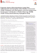 Cover page: Prognostic Impact of Bronchoalveolar Lavage Fluid Galactomannan and Aspergillus Culture Results on Survival in COVID-19 Intensive Care Unit Patients: a Post Hoc Analysis from the European Confederation of Medical Mycology (ECMM) COVID-19-Associated Pulmonary Aspergillosis Study
