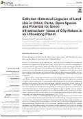 Cover page: Editorial: Historical Legacies of Land Use in Cities; Parks, Open Spaces and Potential for Green Infrastructure- Ideas of City Nature in an Urbanizing Planet