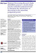 Cover page: Maternal Deworming Research Study (MADRES) protocol: a double-blind, placebo-controlled randomised trial to determine the effectiveness of deworming in the immediate postpartum period