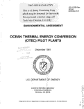 Cover page: ENVIRONMENTAL ASSESSMENT OCEAN THERMAL ENERGY CONVERSION (OTEC) PILOT PLANTS