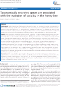 Cover page: Taxonomically restricted genes are associated with the evolution of sociality in the honey bee