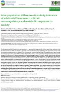 Cover page: Inter-population differences in salinity tolerance of adult wild Sacramento splittail: osmoregulatory and metabolic responses to salinity