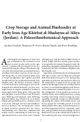 Cover page of Crop Storage and Animal Husbandry at Early Iron Age Khirbat al-Mudayna al-‘Aliya (Jordan): A Paleoethnobotanical Approach