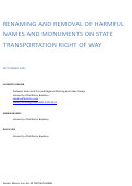 Cover page of Renaming and Removal of Harmful Names and Monuments on State Transportation Right of Way