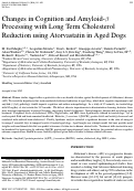 Cover page: Changes in Cognition and Amyloid-β Processing with Long Term Cholesterol Reduction using Atorvastatin in Aged Dogs