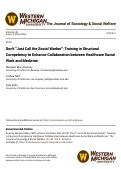 Cover page: Don’t “just call the social worker”: Training in structural competency to enhance collaboration between healthcare social work and medicine