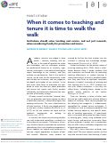 Cover page: When it comes to teaching and tenure it is time to walk the walk