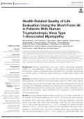 Cover page: Health-Related Quality of Life Evaluation Using the Short Form-36 in Patients With Human T-Lymphotropic Virus Type 1-Associated Myelopathy.