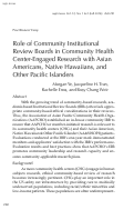 Cover page: Role of Community Institutional Review Boards in Community Health Center-Engaged Research with Asian Americans, Native Hawaiians, and Other Pacific Islanders