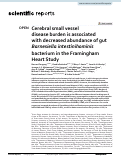 Cover page: Cerebral small vessel disease burden is associated with decreased abundance of gut Barnesiella intestinihominis bacterium in the Framingham Heart Study