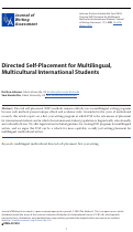 Cover page: Directed Self-Placement for Multilingual, Multicultural International Students