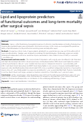 Cover page: Lipid and lipoprotein predictors of functional outcomes and long-term mortality after surgical sepsis