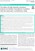 Cover page: The effect of high-intensity resistance exercise on lumbar musculature in patients with low back pain: a preliminary study
