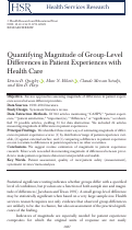 Cover page: Quantifying Magnitude of Group‐Level Differences in Patient Experiences with Health Care