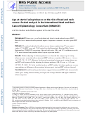 Cover page: Age at start of using tobacco on the risk of head and neck cancer: Pooled analysis in the International Head and Neck Cancer Epidemiology Consortium (INHANCE)
