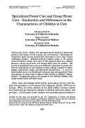 Cover page: Specialized foster care and group home care: Similarities and differences in the characteristics of children in care