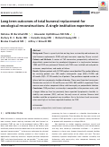Cover page: Long term outcomes of total humeral replacement for oncological reconstructions: A single institution experience